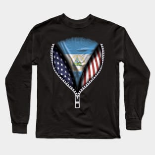 Nicaraguan Flag  Nicaragua Flag American Flag Zip Down - Gift for Nicaraguan From Nicaragua Long Sleeve T-Shirt